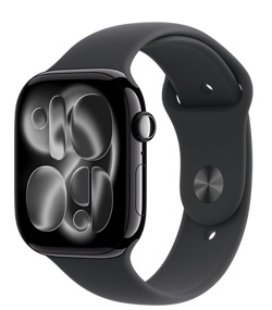 Apple Watch Series 11 46mm Jet Black, алюминиевый корпус, черный спортивный ремешок