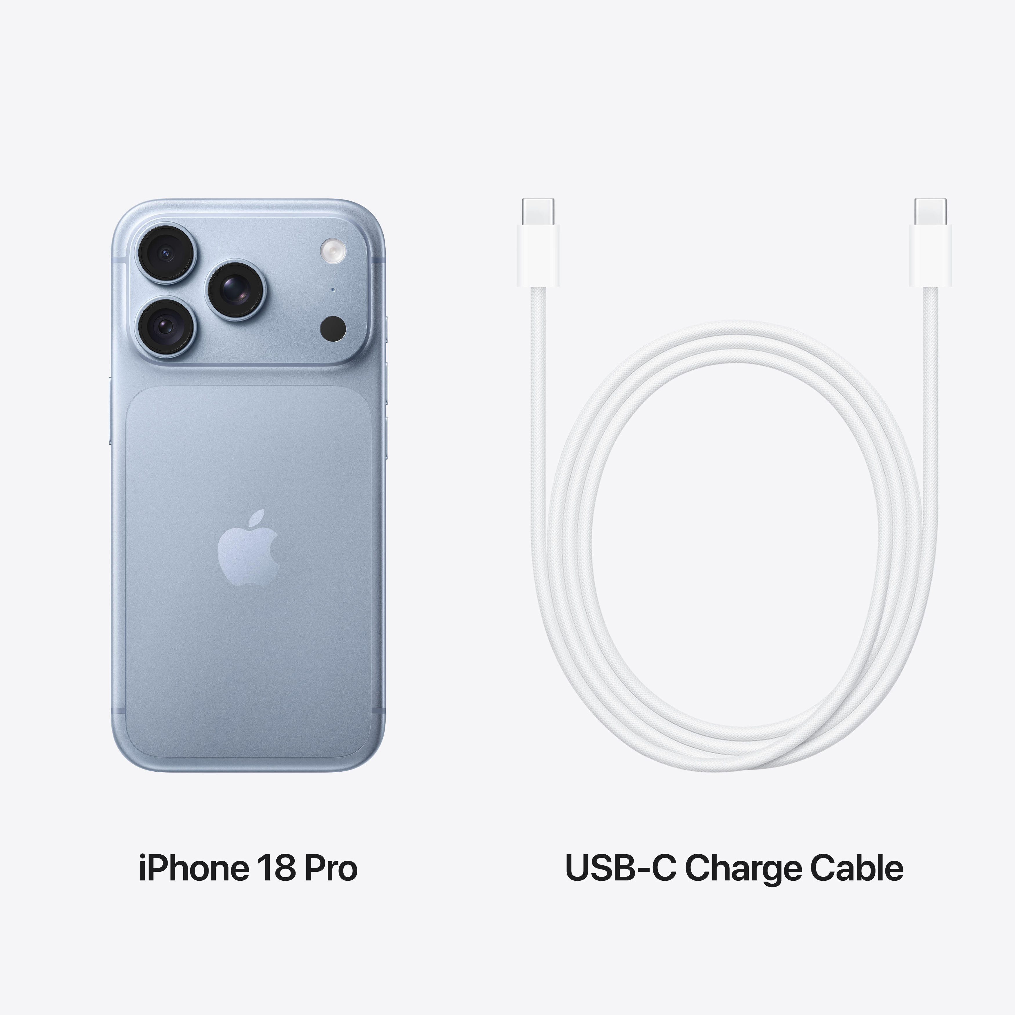 Комплектация iPhone 18 Pro Glacier Blue: кабель USB-C и документация