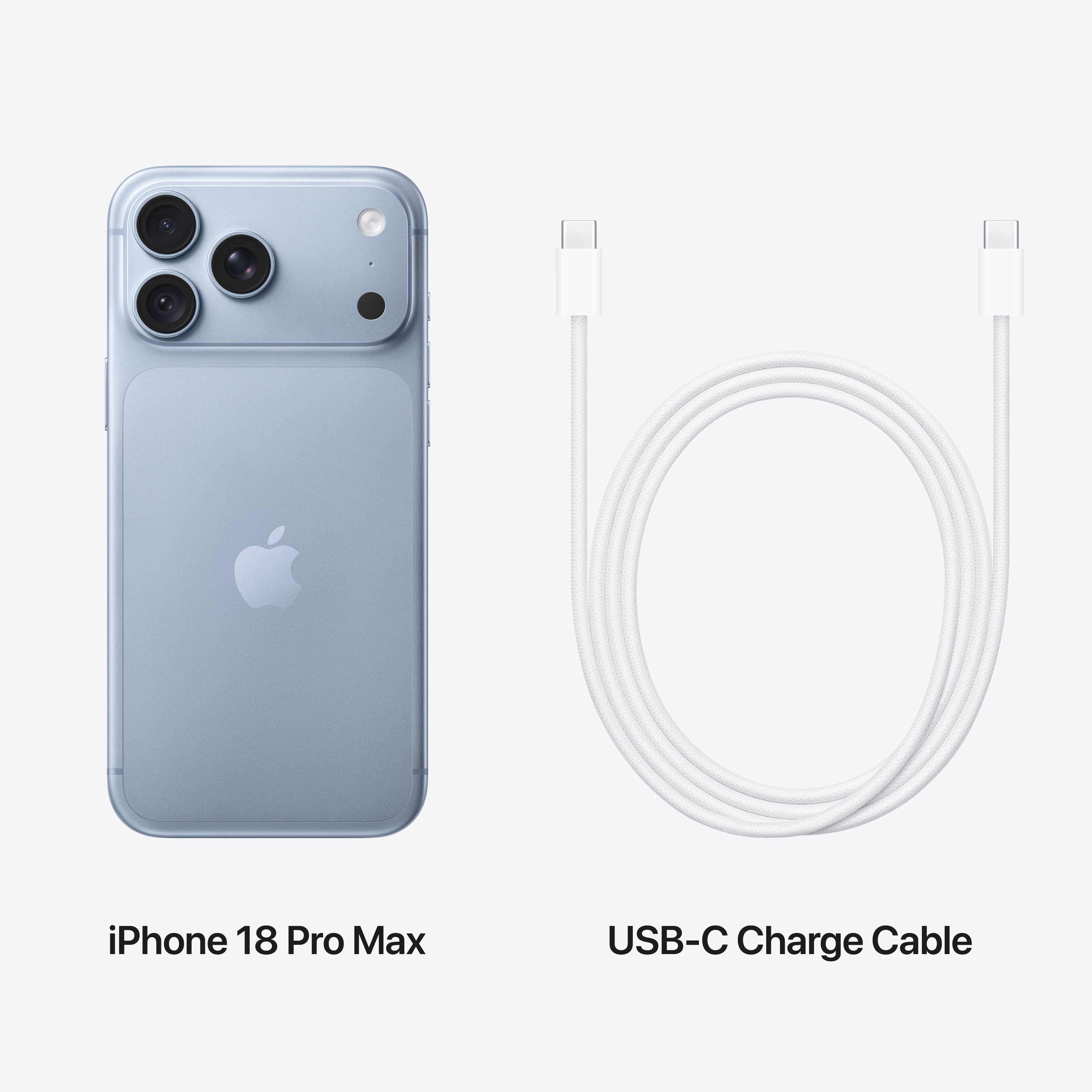 Комплектация iPhone 18 Pro Max Glacier Blue: кабель USB-C и документация