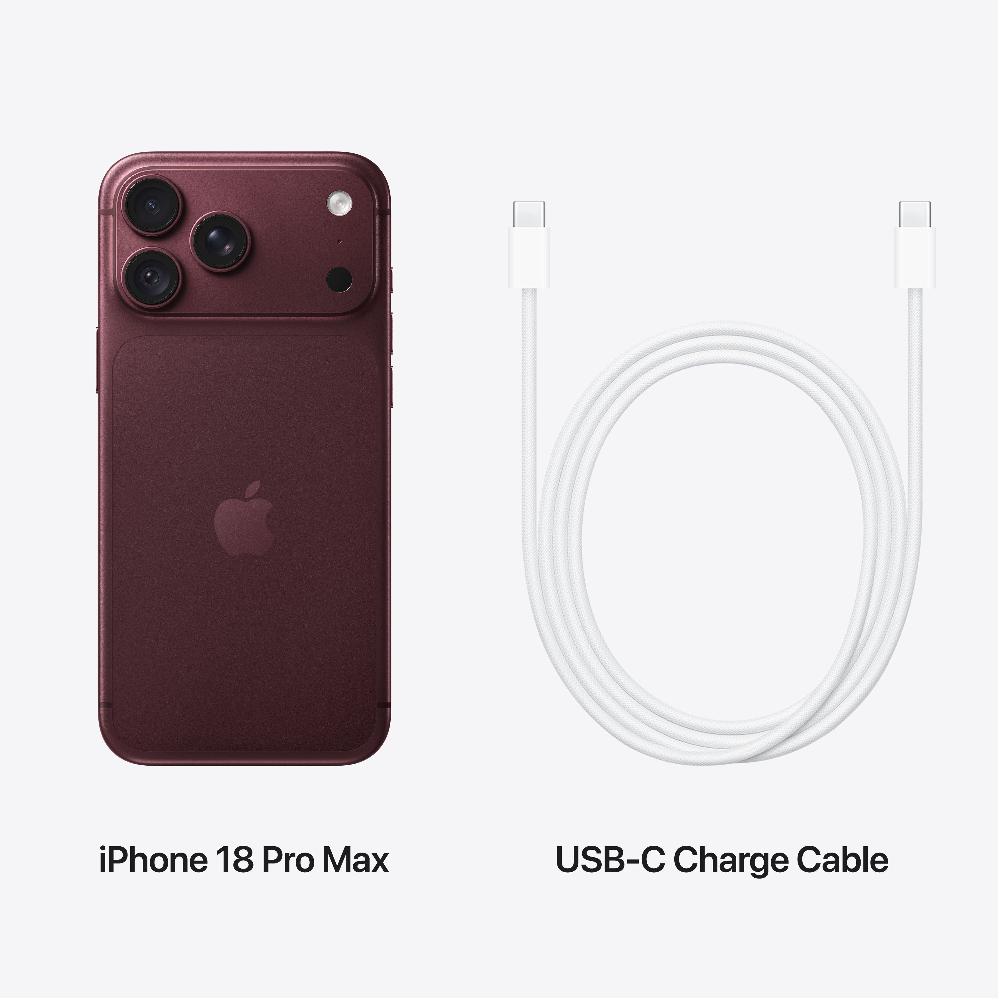 Комплектация iPhone 18 Pro Max Burgundy: кабель USB-C и документация