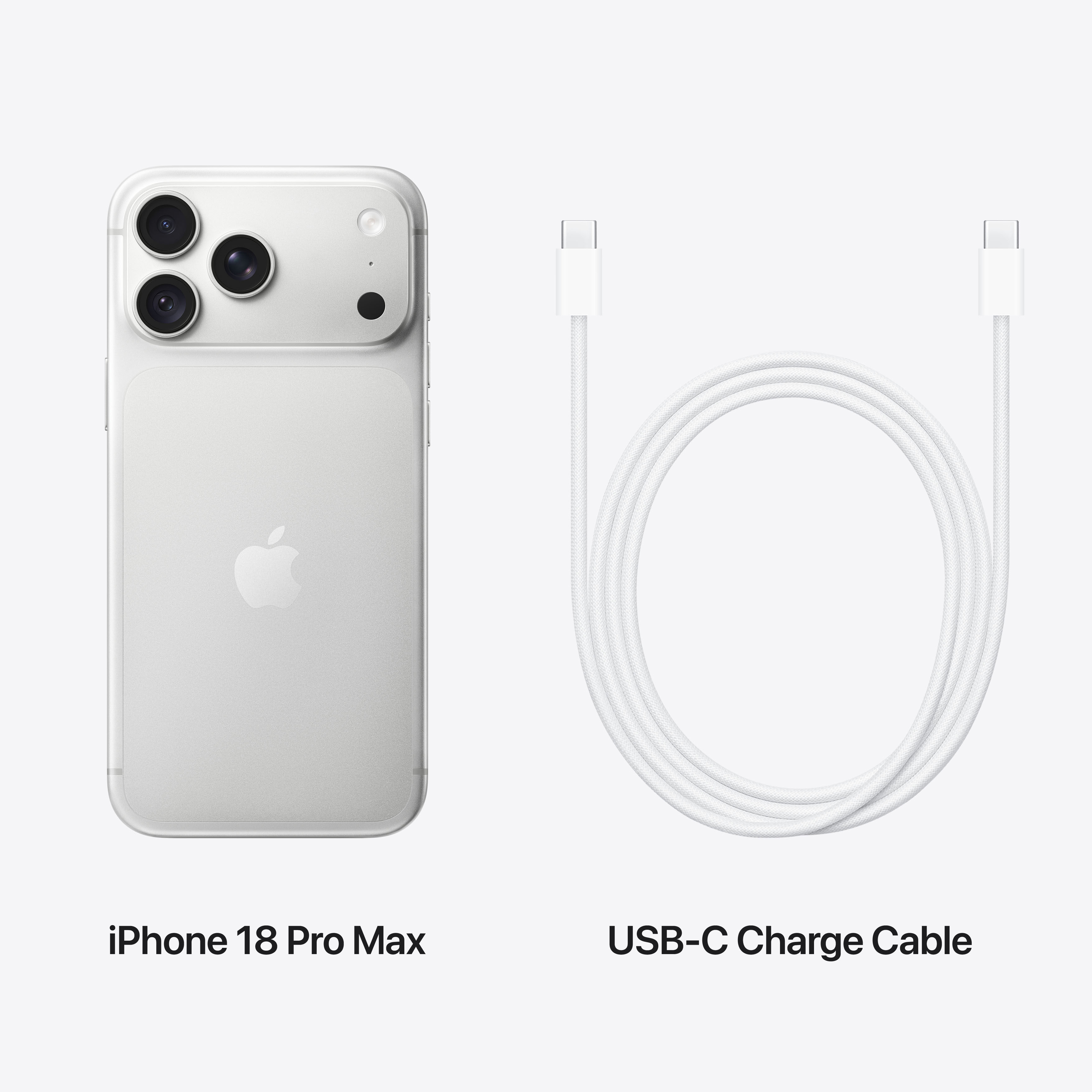 Комплектация iPhone 18 Pro Max Silver: кабель USB-C и документация