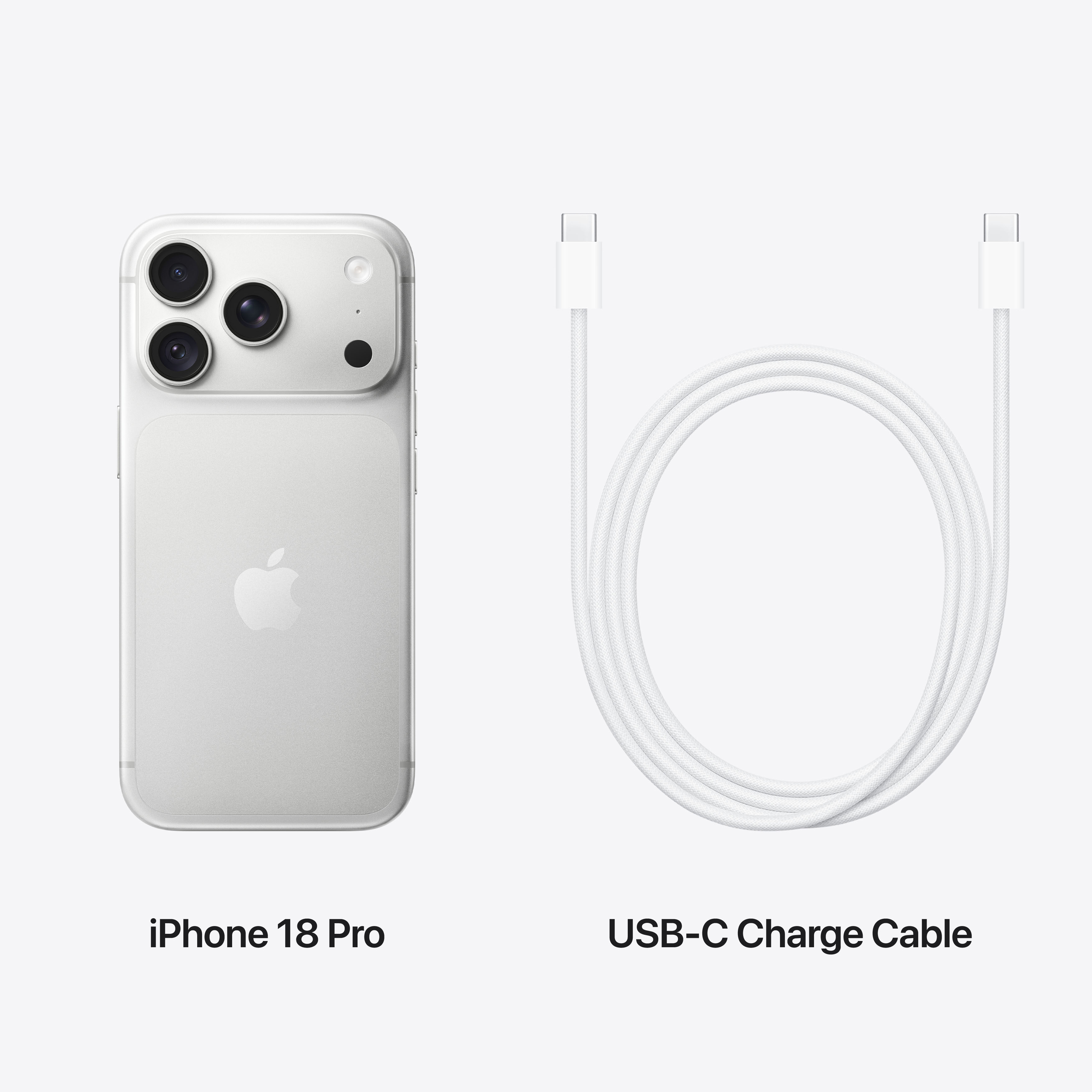 Комплектация iPhone 18 Pro Silver: кабель USB-C и документация