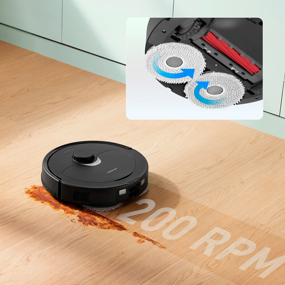 Roborock QRevo Black - двойные вращающиеся диски для эффективной влажной уборки