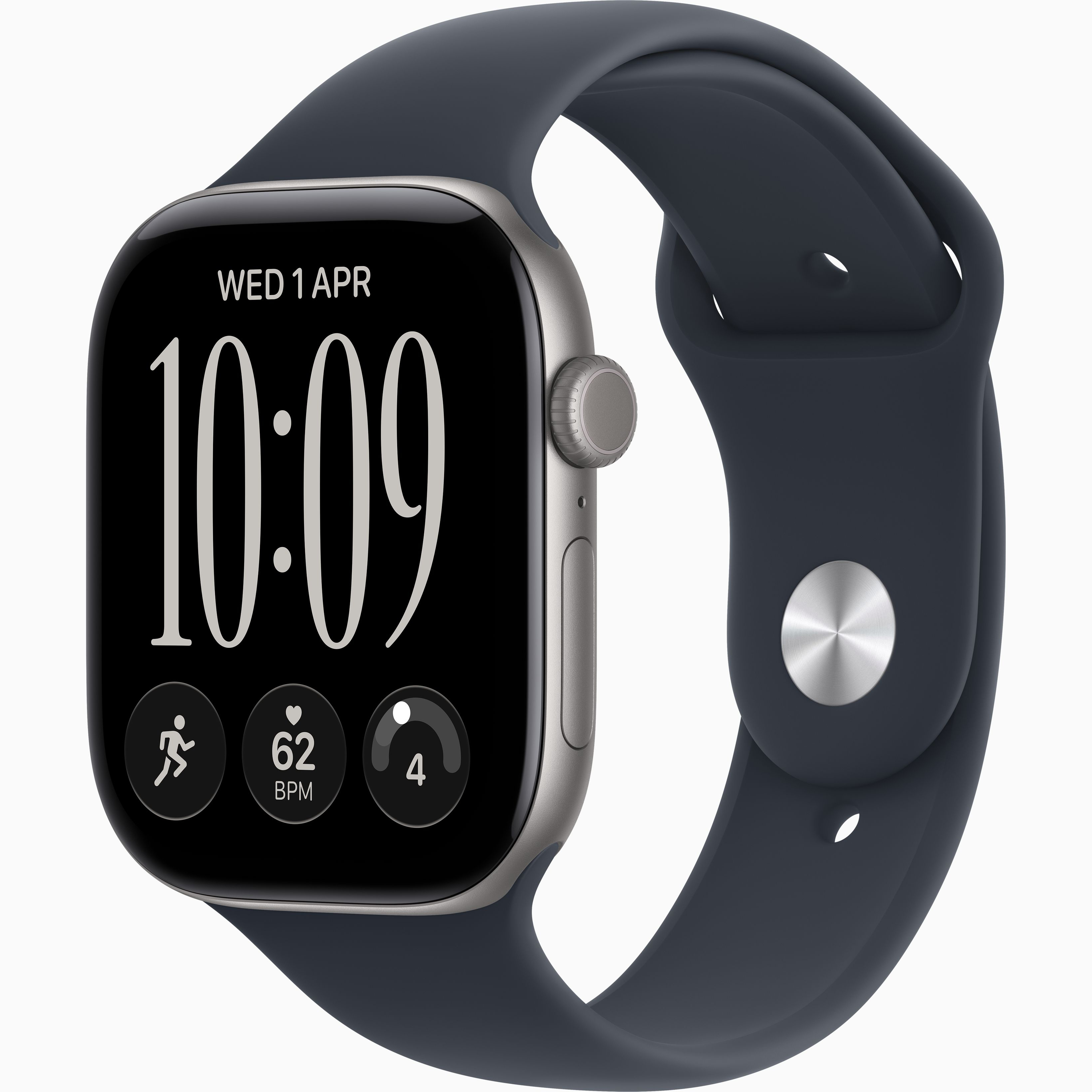 Apple Watch Series 12 46mm Space Gray с ремешком Navy Blue Sport Band