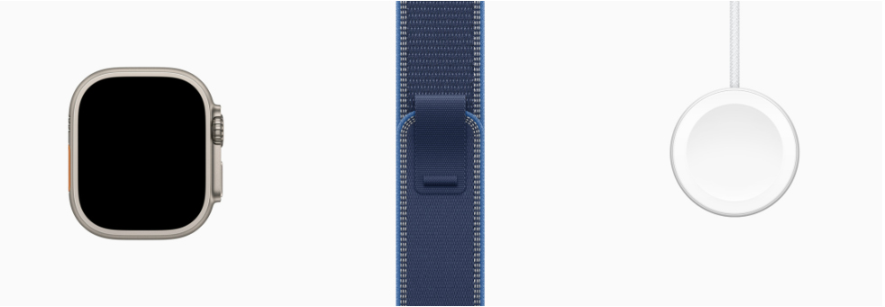 Комплектация Apple Watch Ultra 3 49mm Natural Titanium Case with Blue/Bright Blue Trail Loop