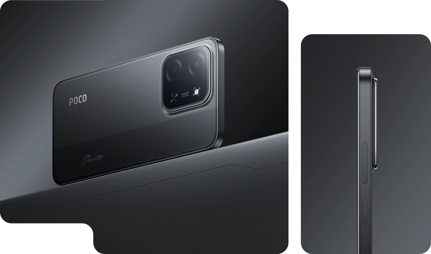 POCO C85 Black — строгий чёрный с двойным отливом