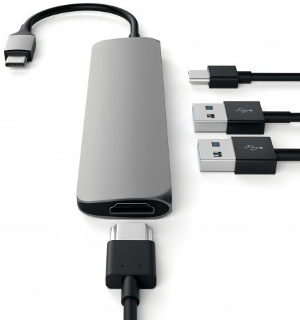 Мультипереходник Satechi Slim Aluminum Type-C Multi-Port Adapter 4K HDMI Серый космос