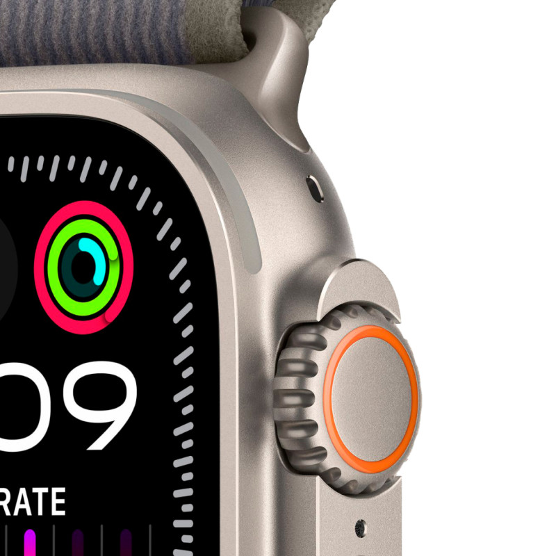 Apple Watch Ultra 2 49mm Titanium Case with Green/Gray Trail Loop (M/L)
