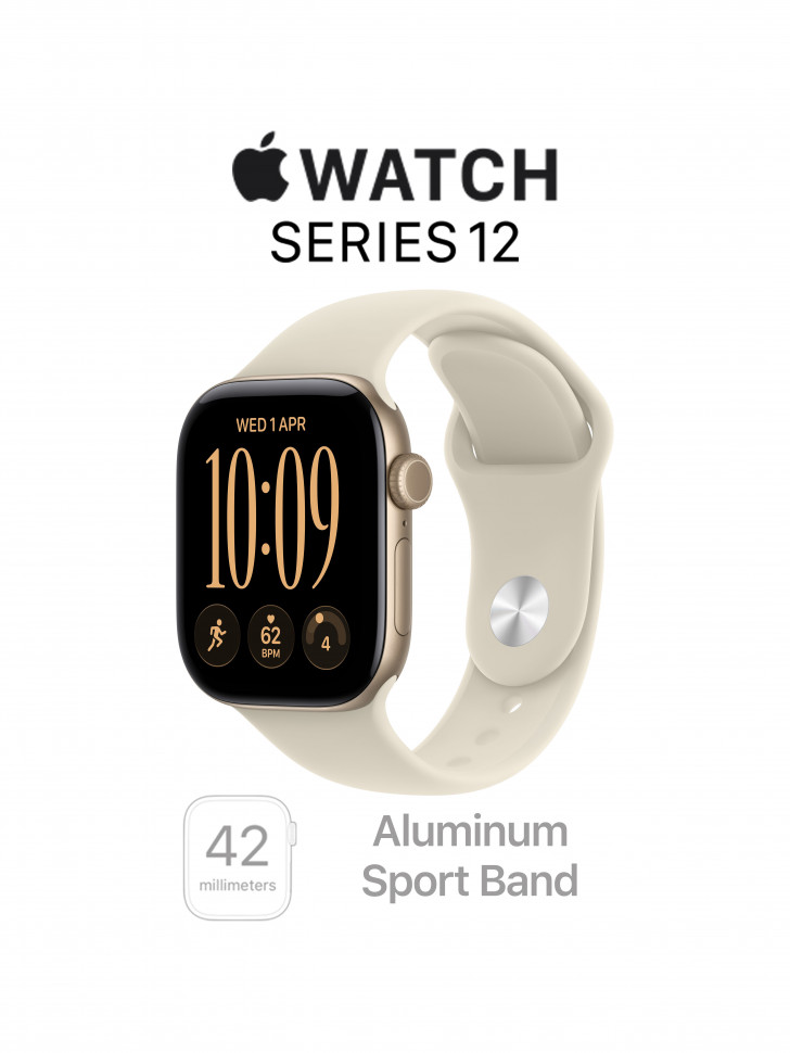 Apple Watch Series 12 42mm Light Gold + Sand Sport Band (S/M, 130–180 мм)