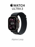 Apple Watch Ultra 3 49mm Black Titanium Case with Black Alpine Loop (Small 130–160mm)