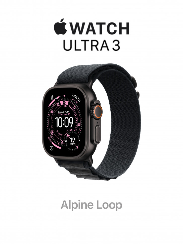 Apple Watch Ultra 3 49mm Black Titanium Case with Black Alpine Loop (Small 130–160mm)