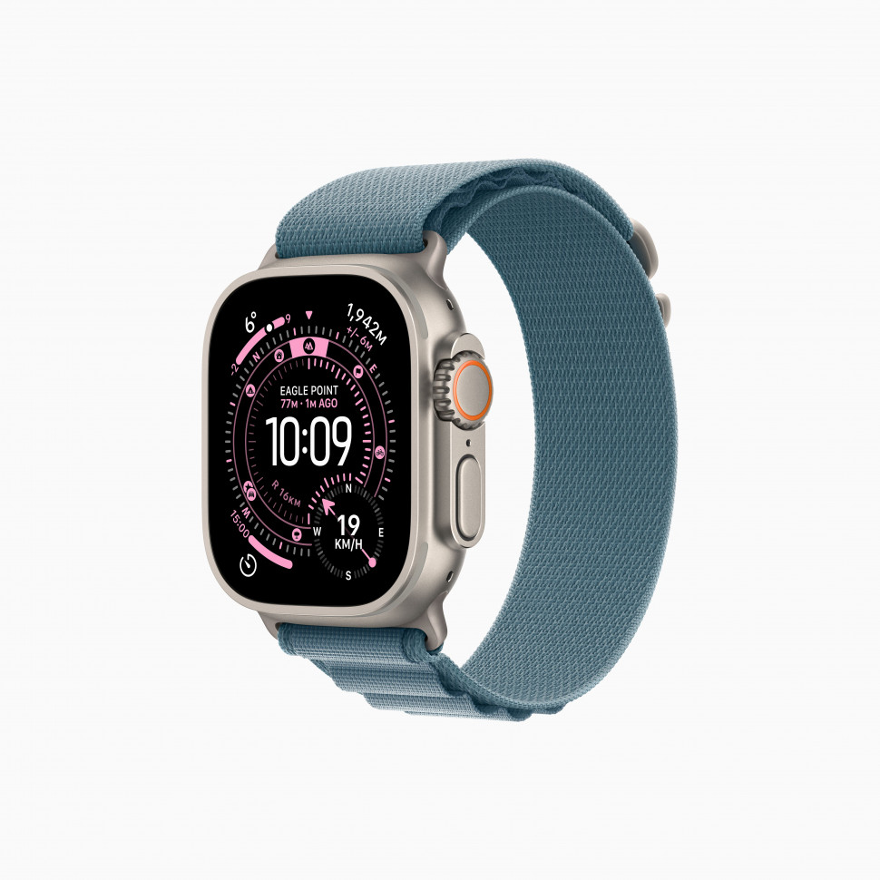 Apple Watch Ultra 3 49mm Natural Titanium Case with Light Blue Alpine Loop (Medium 145–190mm)
