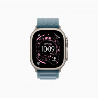 Apple Watch Ultra 3 49mm Natural Titanium Case with Light Blue Alpine Loop (Large 165–210mm)