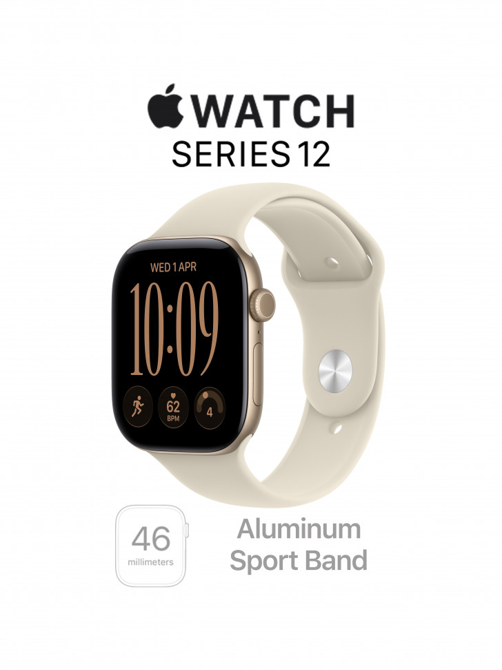 Apple Watch Series 12 46mm Light Gold + Sand Sport Band (M/L, 160–210 мм)