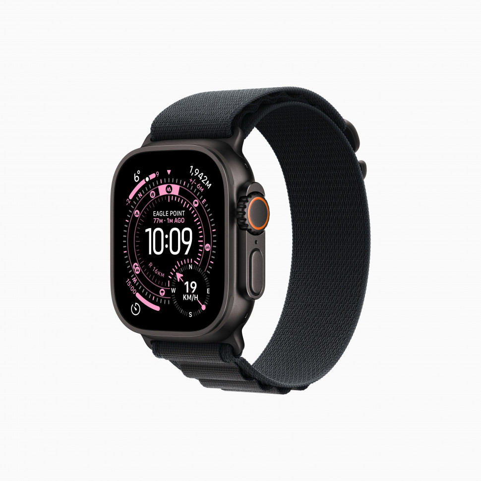 Apple Watch Ultra 3 49mm Black Titanium Case with Black Alpine Loop (Large 165–210mm)