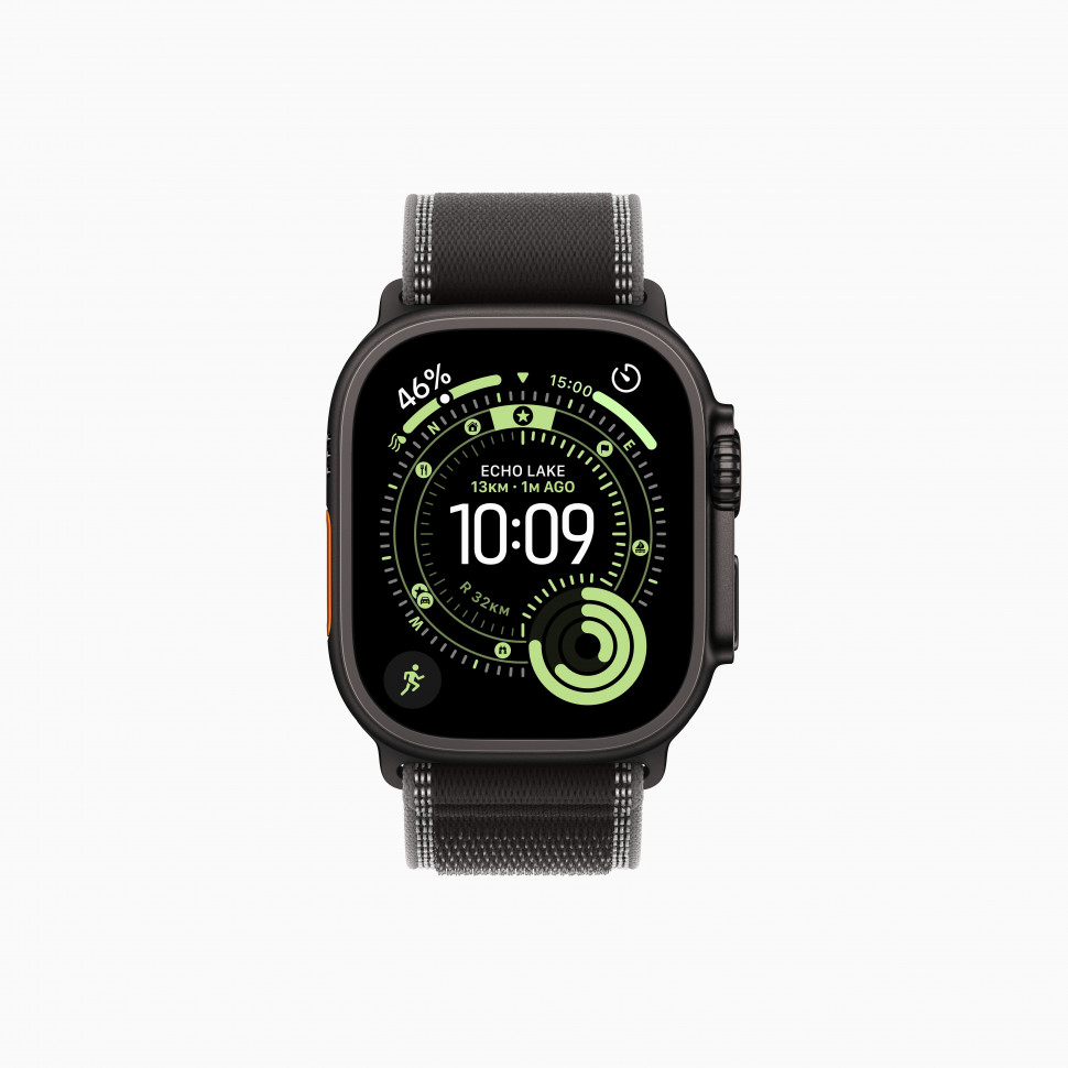 Apple Watch Ultra 3 49mm Black Titanium Case with Black/Charcoal Trail Loop (S/M 130–180mm)