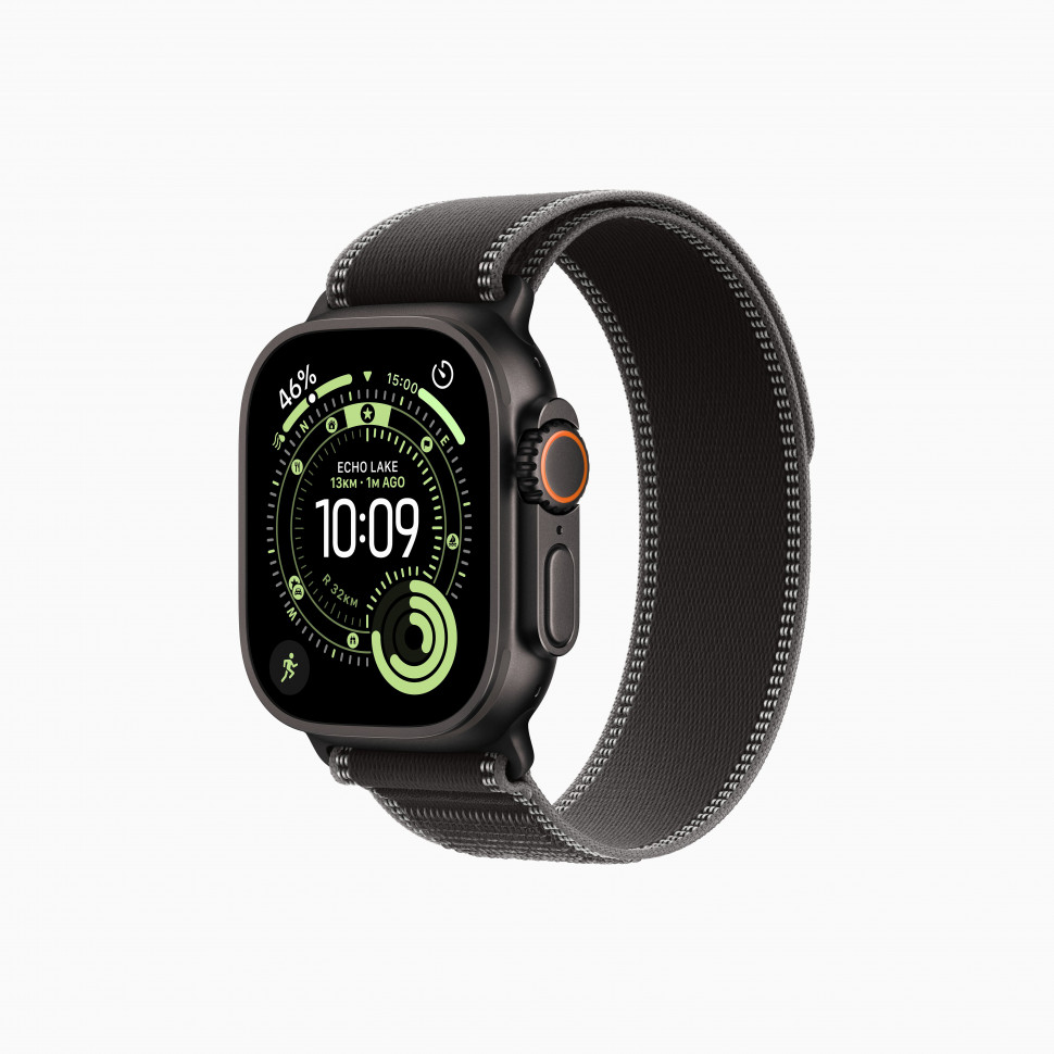 Apple Watch Ultra 3 49mm Black Titanium Case with Black/Charcoal Trail Loop (S/M 130–180mm)