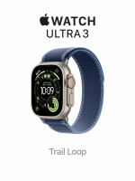 Apple Watch Ultra 3 49mm Natural Titanium Case with Blue/Bright Blue Trail Loop (S/M 130–180mm)