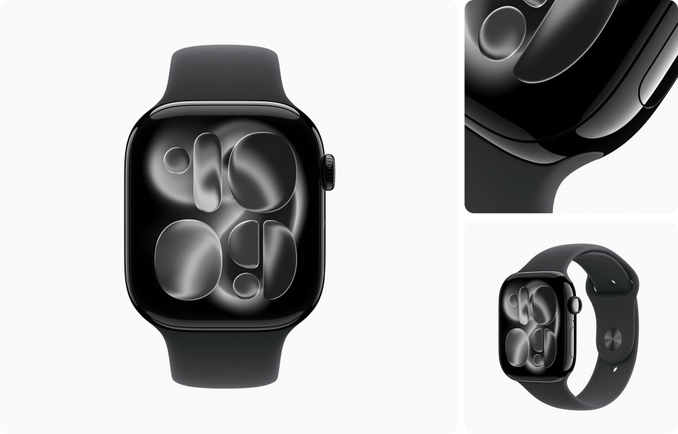 Apple Watch Series 11 46mm Jet Black Aluminum Case with Sport Band Black (S/M, 130-180mm)