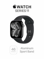 Apple Watch Series 11 46mm Jet Black Aluminum Case with Sport Band Black (S/M, 130-180mm)