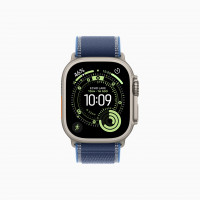 Apple Watch Ultra 3 49mm Natural Titanium Case with Blue/Bright Blue Trail Loop (M/L 145–220mm)