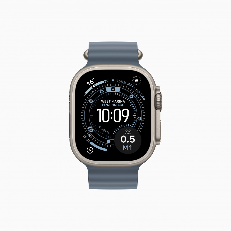 Apple Watch Ultra 3 49mm Natural Titanium Case with Anchor Blue Ocean Band