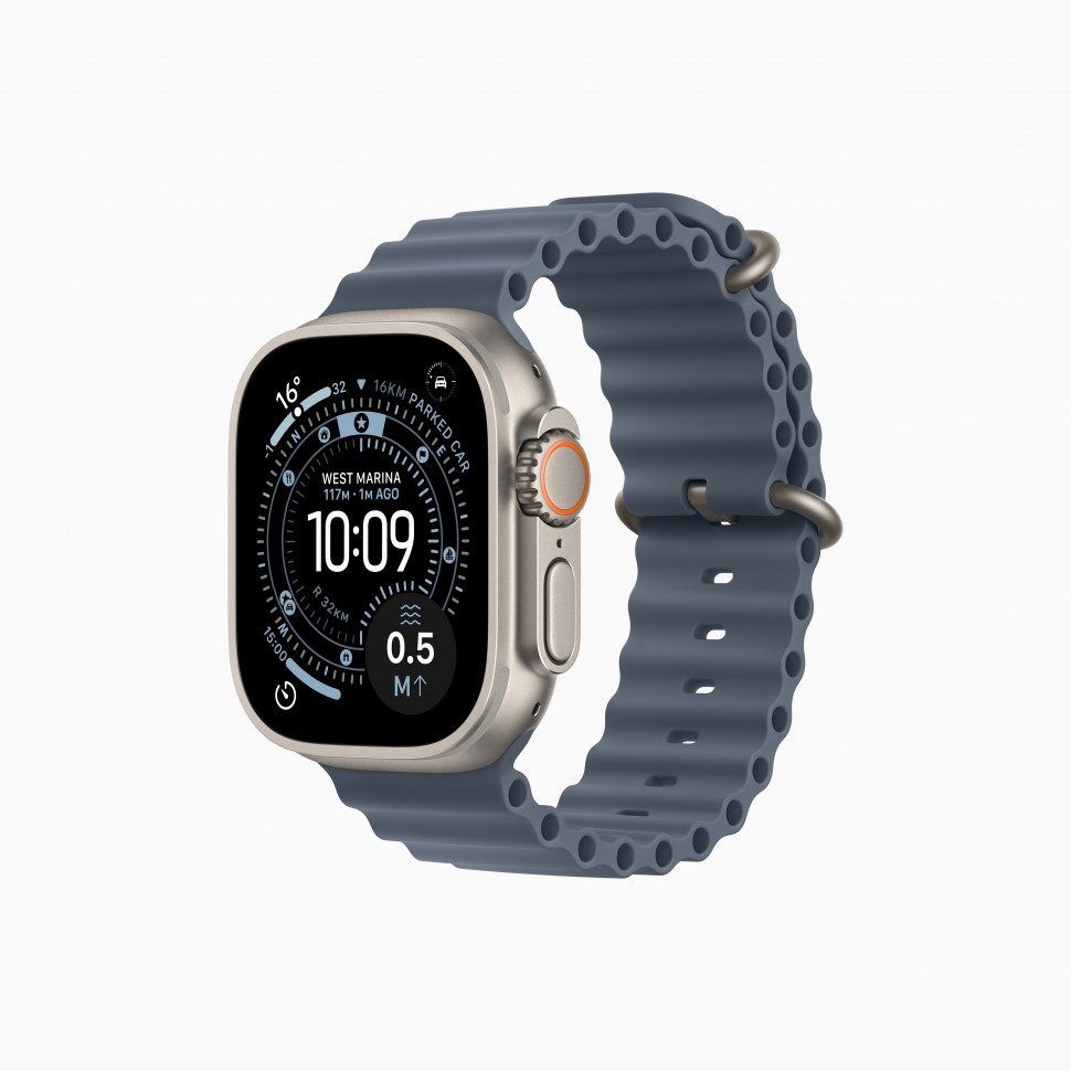 Apple Watch Ultra 3 49mm Natural Titanium Case with Anchor Blue Ocean Band