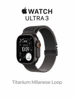 Apple Watch Ultra 3 49mm Black Titanium Case with Black Titanium Milanese Loop (Small 130–160mm)
