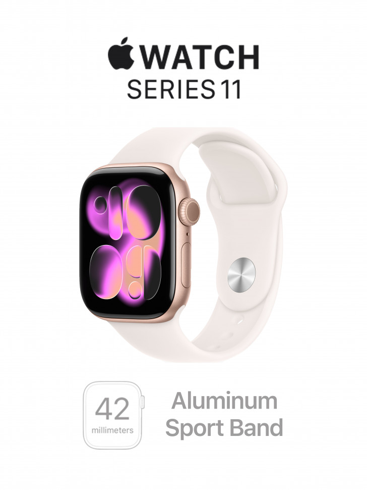 Apple Watch Series 11 42mm Rose Gold Aluminum Case with Sport Band Light Blush (M/L, 150-200mm)