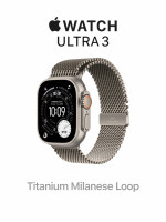 Apple Watch Ultra 3 49mm Natural Titanium Case with Natural Titanium Milanese Loop (Medium 155–185mm)