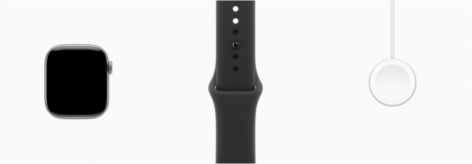 Apple Watch Series 11 42mm Space Gray Aluminum Case with Sport Band Black (S/M, 130-180mm)