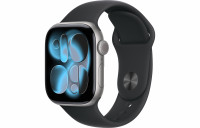 Apple Watch Series 11 42mm Space Gray Aluminum Case with Sport Band Black (S/M, 130-180mm)