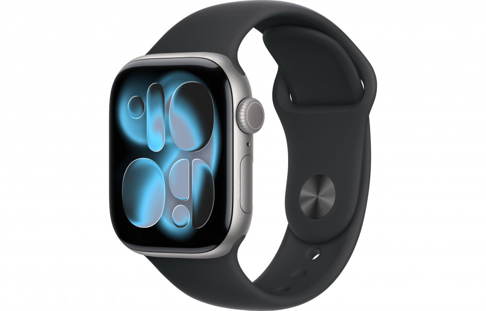 Apple Watch Series 11 42mm Space Gray Aluminum Case with Sport Band Black (S/M, 130-180mm)