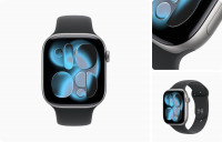 Apple Watch Series 11 42mm Space Gray Aluminum Case with Sport Band Black (S/M, 130-180mm)