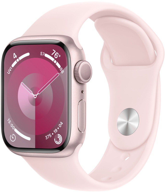 Apple Watch Series 9 45mm Pink Aluminum Case with Sport Band Light Pink (S/M, 130–180mm)