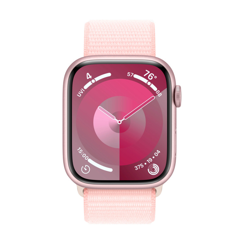 Apple Watch Series 9 41mm Pink Aluminum Case with Textile Sport Loop Light Pink