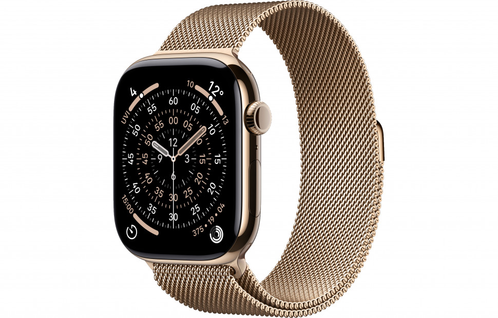 Apple Watch Series 11 46mm Gold Titanium Case with Milanese Loop Gold (M/L, 150-200mm)