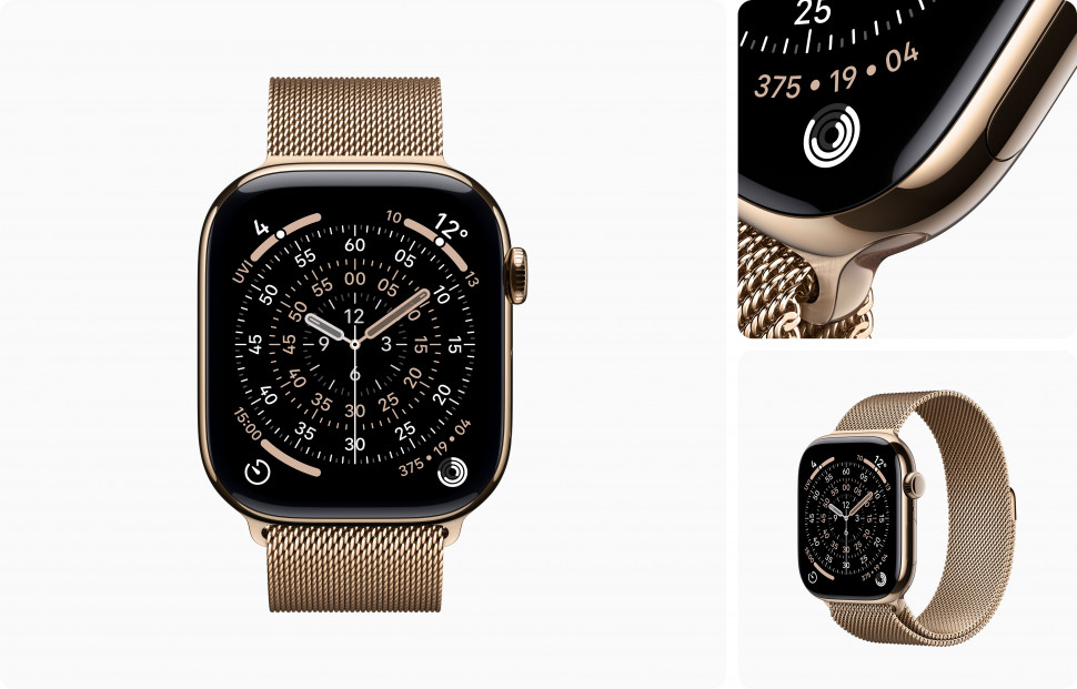 Apple Watch Series 11 46mm Gold Titanium Case with Milanese Loop Gold (M/L, 150-200mm)