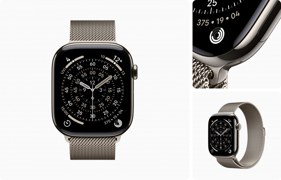 Apple Watch Series 11 46mm Natural Titanium Case with Milanese Loop Natural (S/M, 130-180mm)