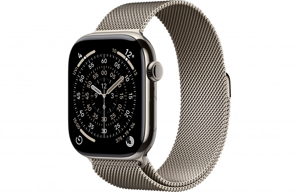 Apple Watch Series 11 46mm Natural Titanium Case with Milanese Loop Natural (S/M, 130-180mm)