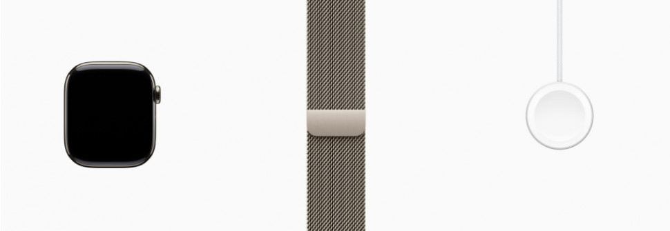 Apple Watch Series 11 46mm Natural Titanium Case with Milanese Loop Natural (S/M, 130-180mm)