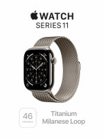 Apple Watch Series 11 46mm Natural Titanium Case with Milanese Loop Natural (M/L, 150-200mm)