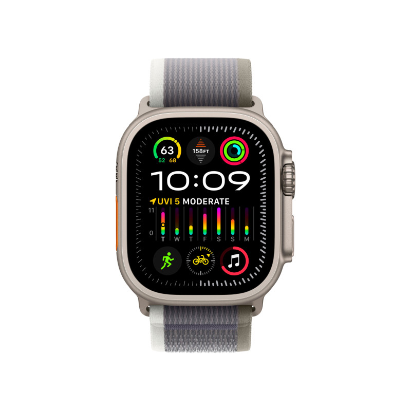 Apple Watch Ultra 2 49mm Titanium Case with Green/Gray Trail Loop (S/M)