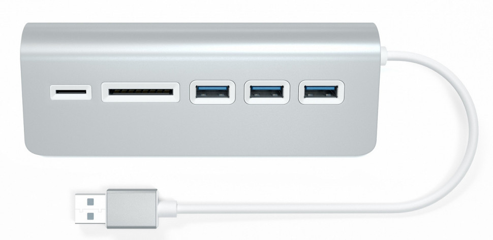 USB-хаб Satechi Aluminum USB 3.0 Hub & Card Reader Серебристый