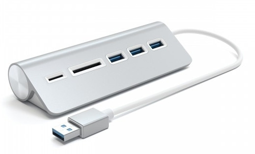 USB-хаб Satechi Aluminum USB 3.0 Hub & Card Reader Серебристый