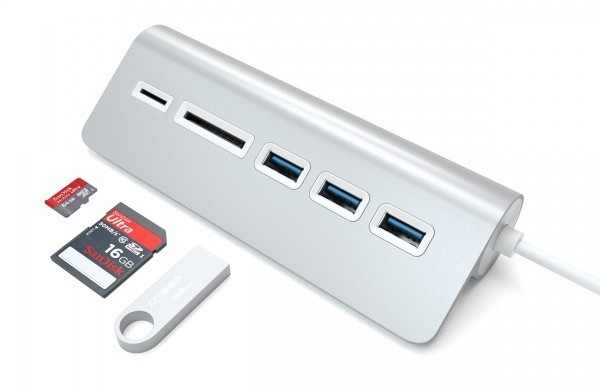 USB-хаб Satechi Aluminum USB 3.0 Hub & Card Reader Серебристый